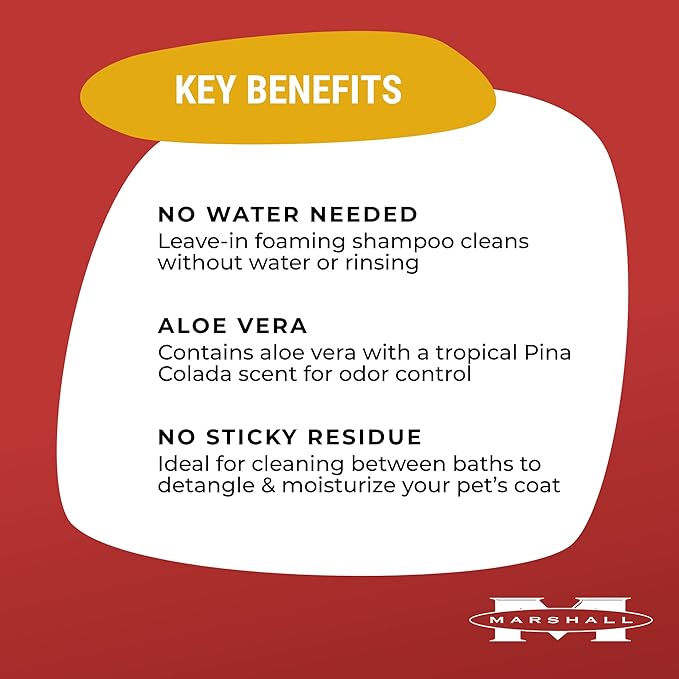 Marshall Pet Products Natural Aloe Deodorizing and Detangling Foam Leave-in Waterless Shampoo, for Ferrets and Small Animals, 5 oz