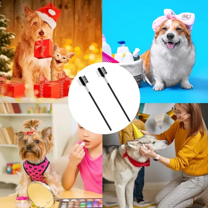 Tear Stain and Flea Comb for Small Dogs - Double-headed Pet Grooming Brush for Removing Crust and Mucus from Face