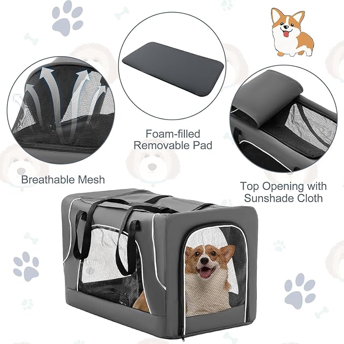 Double Dog Stroller, Foldable 3-in-1 Cat Stroller with 2 Detachable Carriers, Safety Belt, Washable Cover, Removable Pads, 4 Wheels Travel Pet Stroller for Small Medium Dogs (Grey)