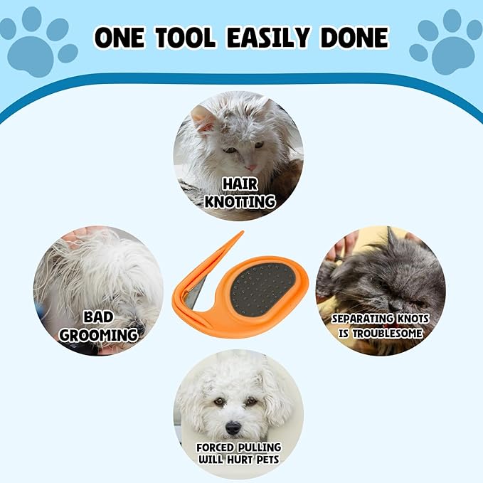 2Pcs Knotting Comb for Cat and Dog Dog Knot Remover Cat Knot Cutter for Pets Puppy Kitten Brush Hair Knot Removal Tool (Orange)