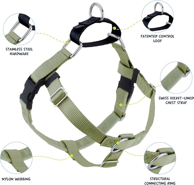2 Hounds Design Freedom No Pull Dog Harness | Comfortable Control for Easy Walking |Adjustable Dog Harness and Leash Set | Small, Medium & Large Dogs | Made in USA | Solid Colors | 1" XL Tan