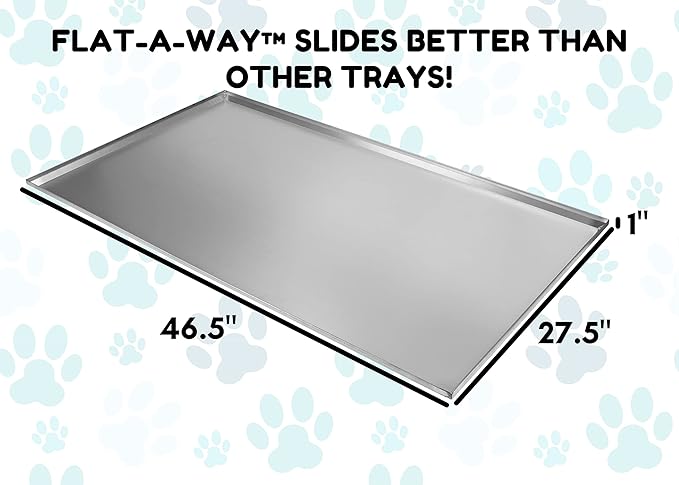 Red Hound Auto Metal Replacement Tray for Dog Crate 46.5 x 27.5 Inches Flat-A-Way Heavy Duty Galvanized Steel Kennel Cage Pan Leakproof Liner Chew Proof Compatible with Midwest iCrate, New World More