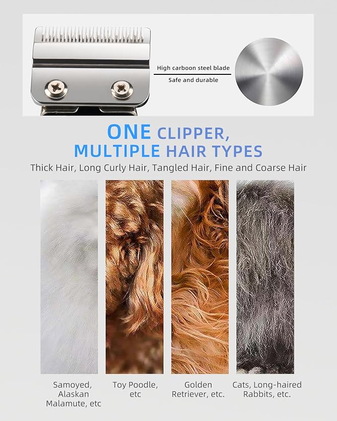 E-Hunter Professional Dog Grooming Clippers Kit, 24V High Power for Thick Coats, Quiet Dog Clippers with 10 Metal Guard Combs & Brush, Ideal Dog Hair Remover for Cats and Pets