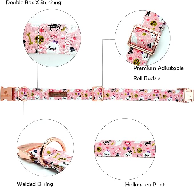 Lionheart glory Dog Collar Fall Halloween Pumpkin Collars Dog Heavy Comfortable Adjustable Pink Dog Collar for Small Collar Dogs Girls Boys Dog Collar Cute Pet Gift