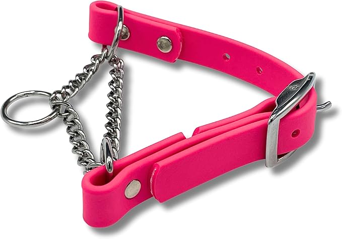 Martingale Collar for Dogs, Biothane, Stainless Steel Hardware, No Pull, Made in The USA, Professional Grade, XL, Pink