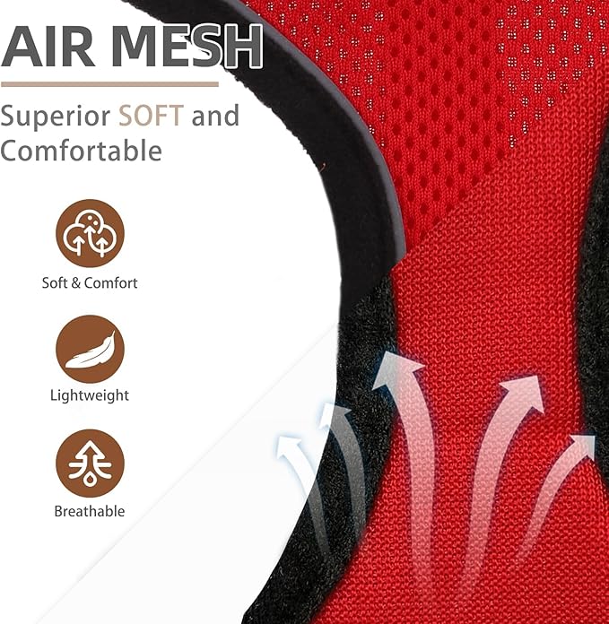 PUPTECK Soft Mesh Dog Harness and Leash Set Pet Puppy Cat Comfort Padded Vest No Pull Harnesses, Solid Red, M