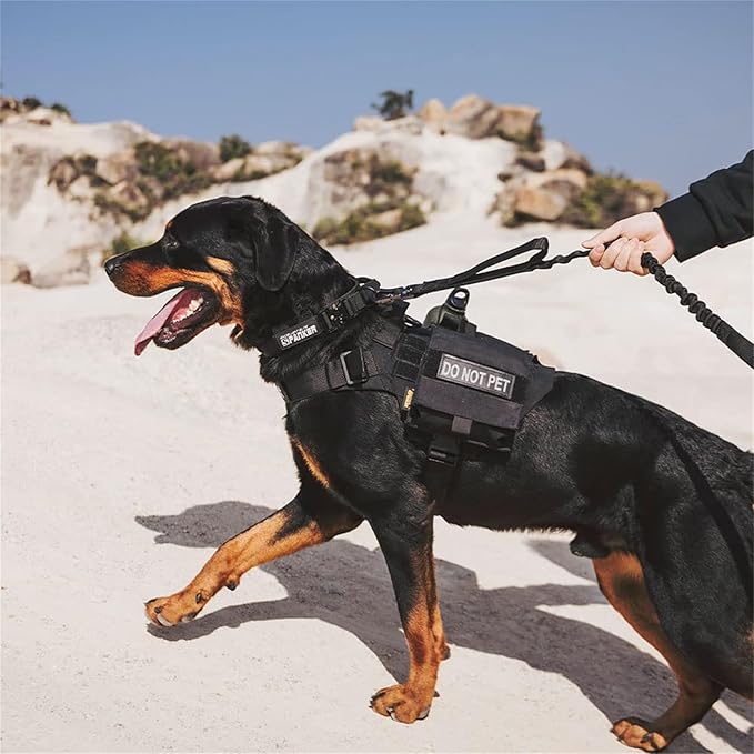 EXCELLENT ELITE SPANKER Dog Harness Tactical Military Dog Harness Adjustable No-Pull Dog Harness Training Hunting Dog Tactical Vest with Handle（BLK-L）