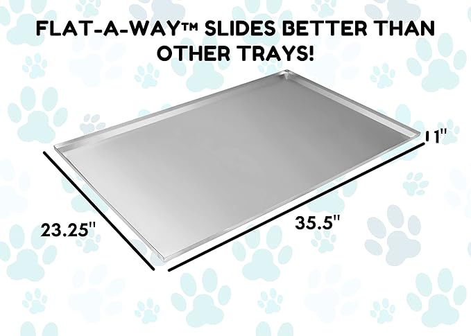 Red Hound Auto Metal Replacement Tray for Dog Crate 35.5 x 23.25 Heavy Duty Stainless Steel Chew Proof Kennel Cage Pan Leakproof Liner