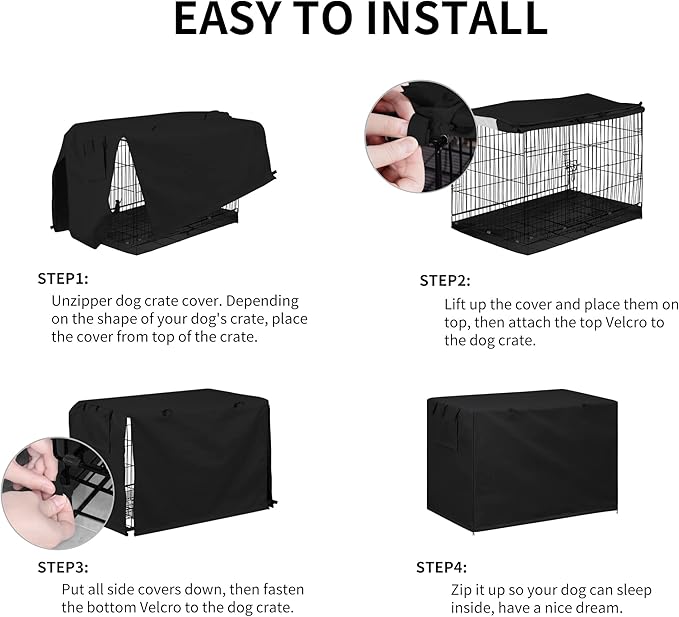 Easy-Going Dog Crate Cover 36 Inch Dog Kennel Cover for Dog, Cage Covers for Dog Crates Fit (36" L x 23" W x 25" H) Black