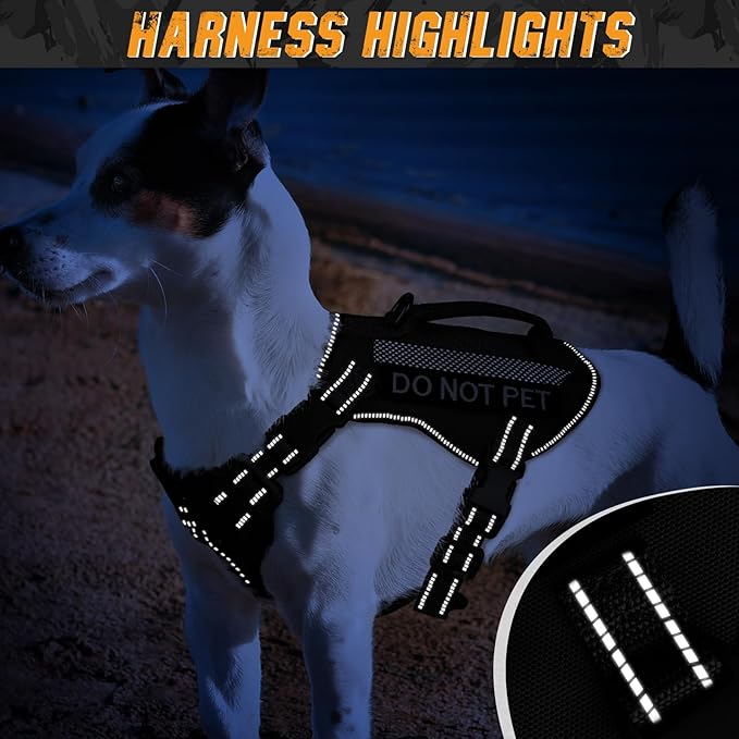 Tactical Dog Harness for Small Dogs, Breathable Mesh Dog Vest Tactical Puppy Harness with Handle, Reflective Military Dog Vests Harness for Outdoor Training Walking