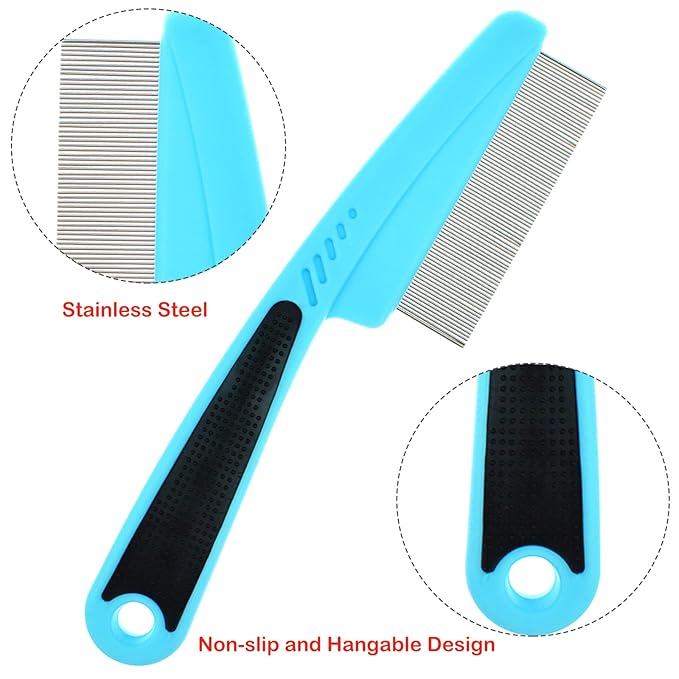 Dog Comb Flea Comb Fine Tooth Tear Stain Grooming Comb for Removing Crust Mucus Stains