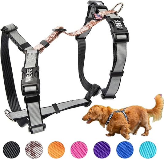 No Pull Harness with Fully Customizable Fitment for XS Dogs - 3M Reflective Heavy Duty Harness for Walking & Training - No Choke Comfortable Collar Design, Made in USA XS-Camo