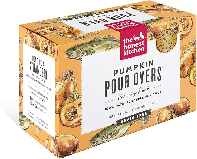 The Honest Kitchen Pumpkin POUR OVERS Wet Toppers for Dogs (3 Pack), 5.5 oz - Variety