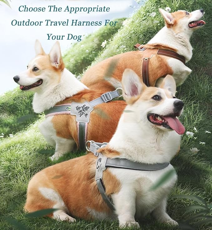 Dog Harness Y-Shaped Harness Breathable Heat Dissipation Easy to Wear Night Reflective Signs for Small and Large Dogs to Wear (Brown,XL Bust 24in-28in)