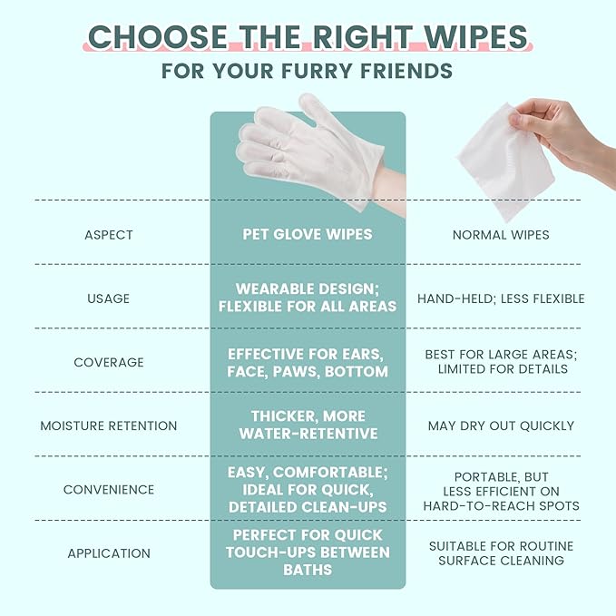 100 Pet Glove Wipes for Paws and Butt Large Puppy Wipes for Dogs Face and Body Dog Wipes Cleaning Deodorizing Cat Wipes Cleaning Fur and Butt Doggie Wipes Doggy Wipes Bum Dog Ear Wipes