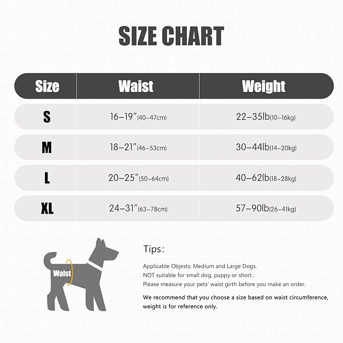 Dotoner Dog Sling for Large Dogs Hind Leg Support to Help Rehabilitate The Hind Limbs of Elderly Dogs with Weak Hind Legs Disabilities and Injuries Dog Harness Helps Arthritis ACL Recovery（S,Grey）