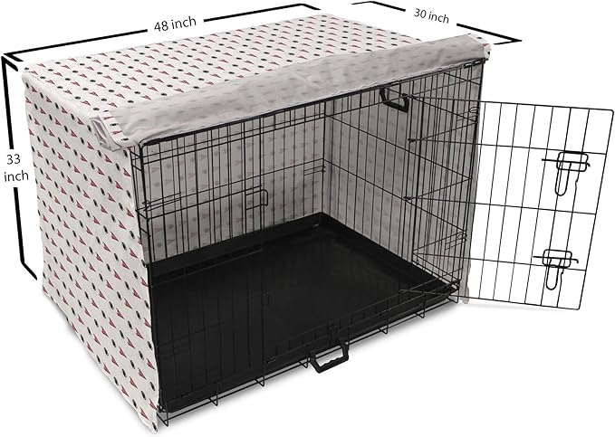 Lunarable Football Dog Crate Cover, Sportss Pennants Balls with Retro Burst Effect Graphic Game, Easy to Use Pet Kennel Cover for Medium Large Dogs, 48 Inch, Maroon Black White