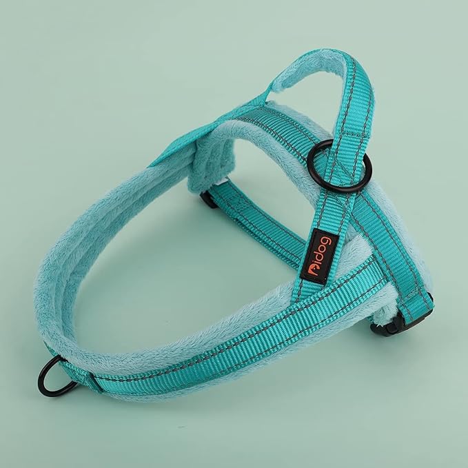Didog Soft Flannel Padded Dog Vest Harness,Escape Proof/Quick Fit Reflective Dog Strap Harness, Easy for Training Walking(XS:Chest 15-18", Teal)