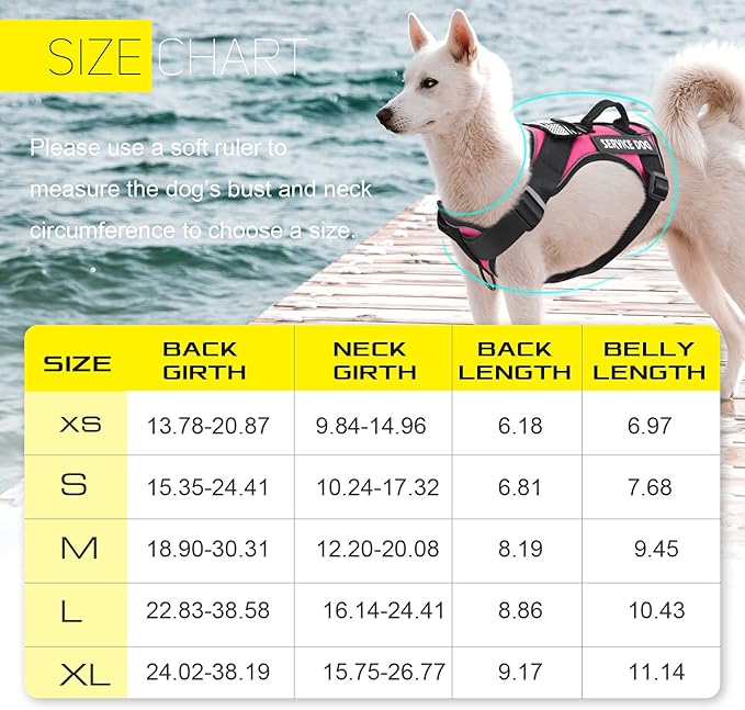 Demigreat Service Dog Harness, Reflective Dog Vest Harness with 5 PCS Patches, Adjustable Soft Oxford Pet Harness, Inner Layer Mesh, Easy to Control for Small Medium Large Dogs…