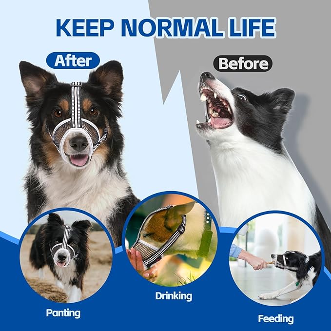 Dog Muzzle,Soft Mesh Breathable Muzzle, Air Mesh Dog Muzzle with Reflective & Adjustable Strap for for Biting Chewing Grooming,Allow Panting Drinking,Dog Muzzle for Medium (Black, XL)