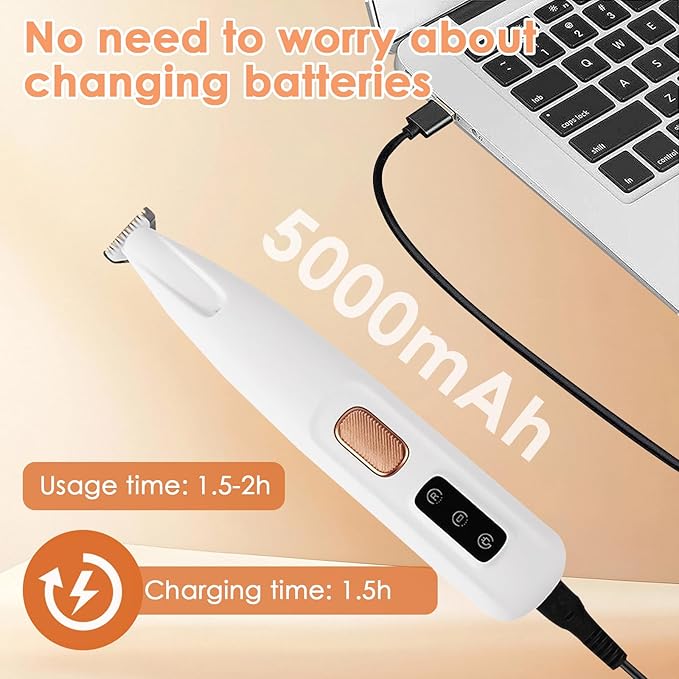 Ntrjtrss Electric Dog Paw Trimmer, 2025 paw Clippers for Dogs Rechargeable paw shavers for Dogs feet with LED Light, Low Noise Waterproof Paw Trimmers for Dog's Feet, Paws