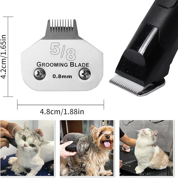 2 Pcs Size 5/8toe Detachable Dog Grooming Blades, Compatible with Andis, Oster A5, Wahl KM10 Series Clippers, Cut Length 0.8mm, Silver (5/8toe 0.8mm, 2Pcs)