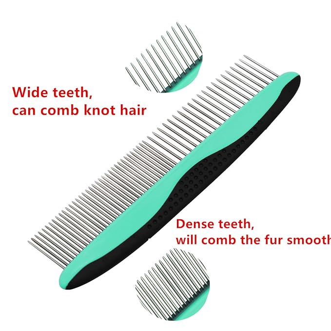 Dog Cat Pet Comb for Removing Tangles and Knots,for Removing Matted Fur,Stainless Steel Teeth Camb for Dogs & Cats,Pet Hair Comb for Home Grooming Kit,Best For Poodles, Goldendoodles