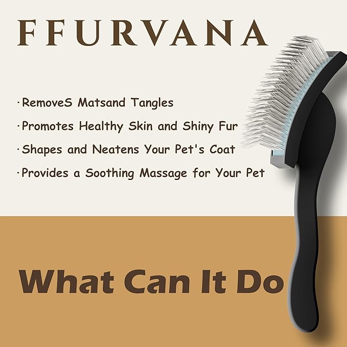 Soft-Touch Slicker Brush – Black – Professional Pet Grooming Brush for Thick & Long-Haired Dogs