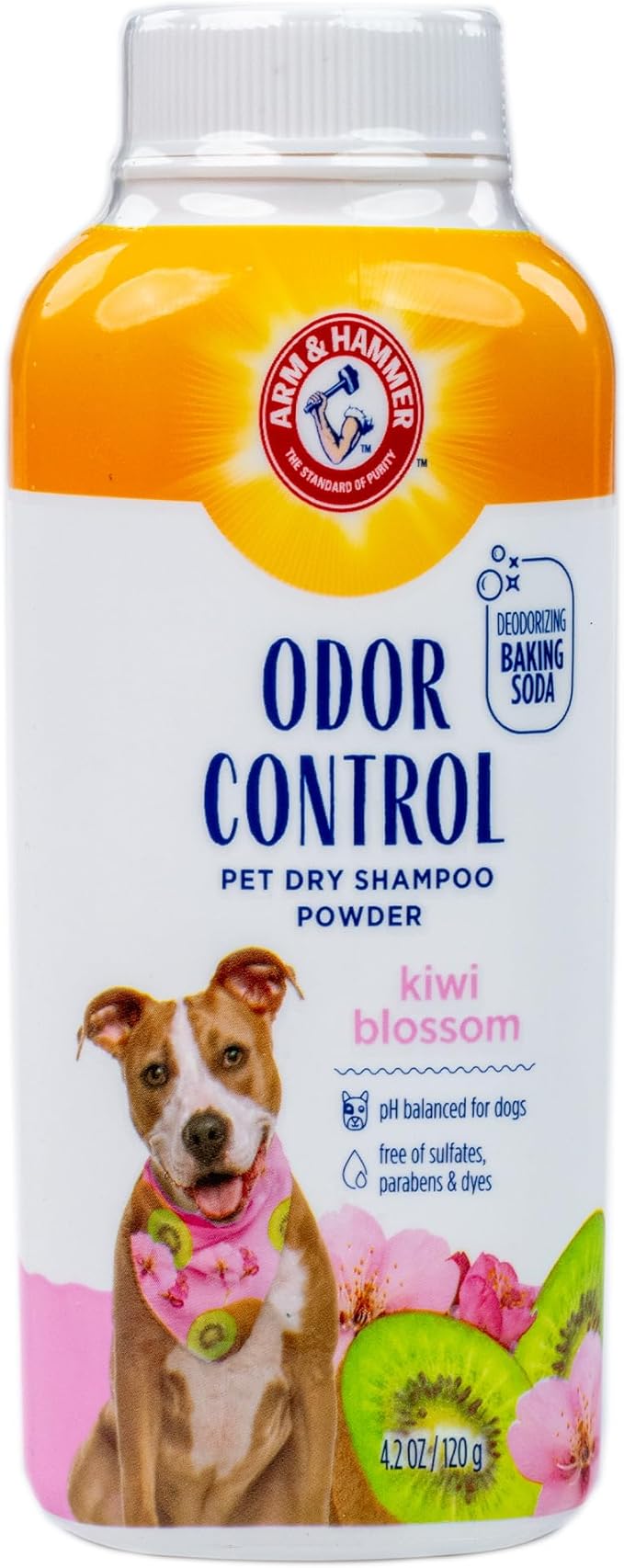Arm & Hammer for Pets Odor Control Dry Shampoo Powder for Dogs, Best Odor Eliminating Waterless Shampoo for Dogs & Puppies, Kiwi Blossom Scent, 4.2 Ounces