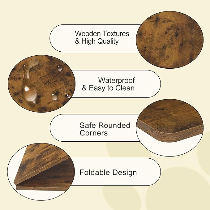 HiCaptain Dog Kennel Wooden Crate Table Topper, Foldable 48 inches Dog Table Top, Durable Decorative Dog Kennel Table Topper for Large Dogs Cage - Vintage Style