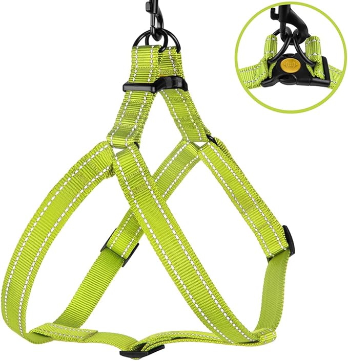 CollarDirect Reflective Dog Harness Step in Small Medium Large for Outdoor Walking, Comfort Adjustable Harnesses for Dogs Puppy Pink Black Red Purple Mint Green Orange Blue (Medium, Lime Green)