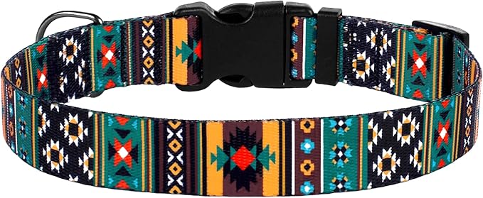 Southwest Dog Collar Tribal Pattern Adjustable Puppy Pet Collars for Small Medium Large Dogs Aztec Print (Tribal, Neck Fit 12"-16")
