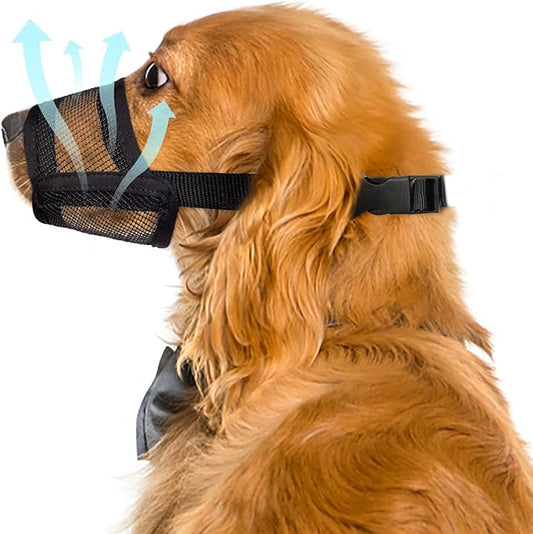 Flintstone Dog Muzzle for Large Dogs – Soft Air Mesh Muzzle for Large Sized Dog | Breathable Dog Mouth Guard| Large Dog Muzzle to Prevent Biting Chewing Grooming | No Bark Muzzle Large 9”-12.5”