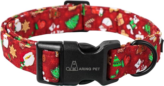 ARING PET Christmas Dog Collar Cute Santa Claus Dog Collar, Adjustable Cotton Red Dog Collars Puppy Collar for Small Medium Large Boy and Girl Dogs