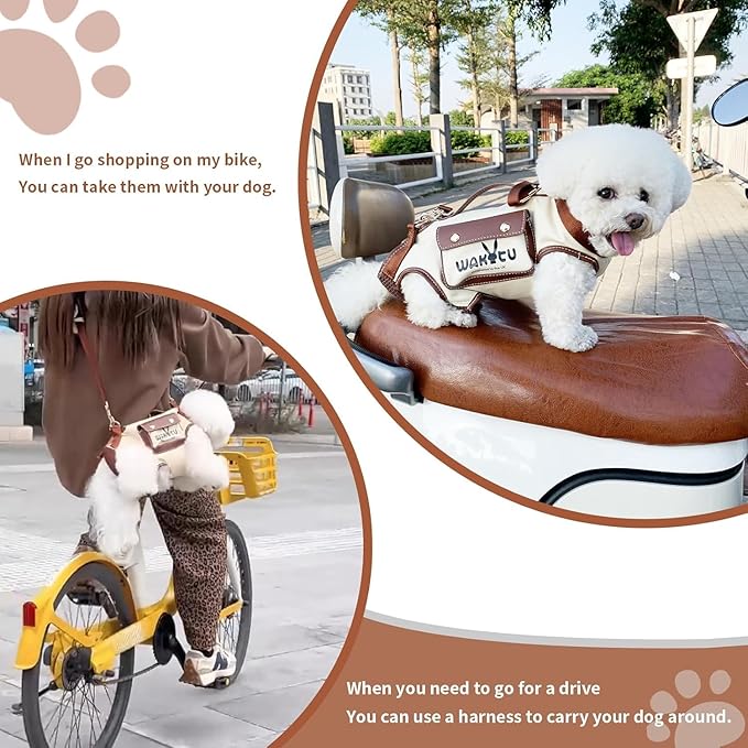 Dog Lift Harness Dog Carrier Dog VES Harness Adjustable Dog Leash with Small Puppy Treat Bag,Fits Most Cars,S
