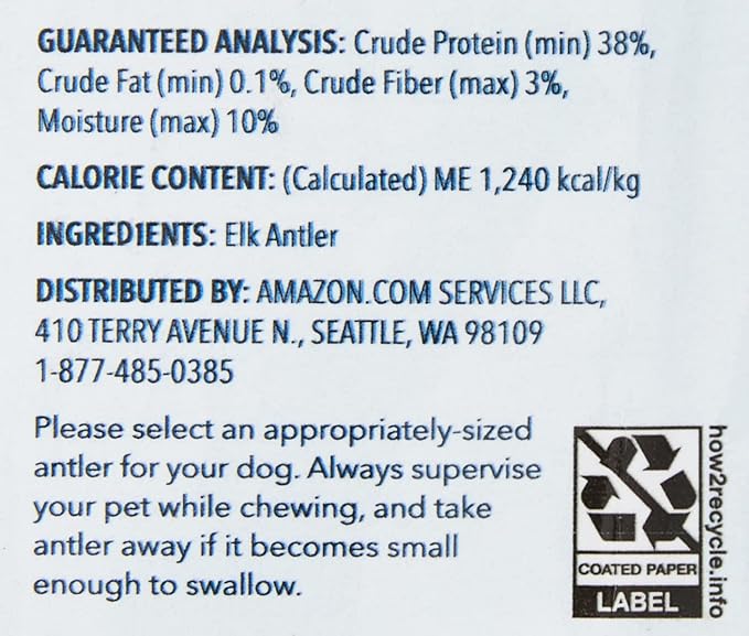 Amazon Brand – Wag Split Elk Antler, Naturally Shed, X-Large (Best for Dogs Over 45 lbs) (Pack of 4)