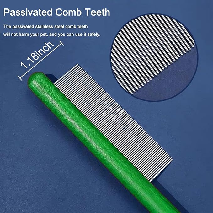 Wooden Small Dog Grooming Brush - Perfect for Shih Tzus, Yorkies, and Maltipoos - Ideal Puppy Hair Brushes for Maltese and Small Breeds (Green)