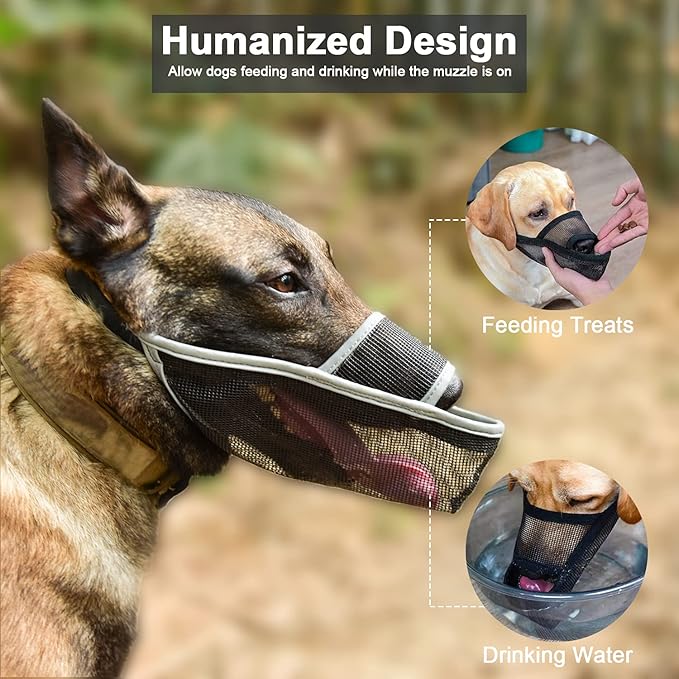 Crazy Felix Nylon Dog Muzzle for Small Medium Large Dogs, Air Mesh Breathable and Drinkable Pet Muzzle for Anti-Biting Anti-Barking Licking (XXS, Reflective Trim)
