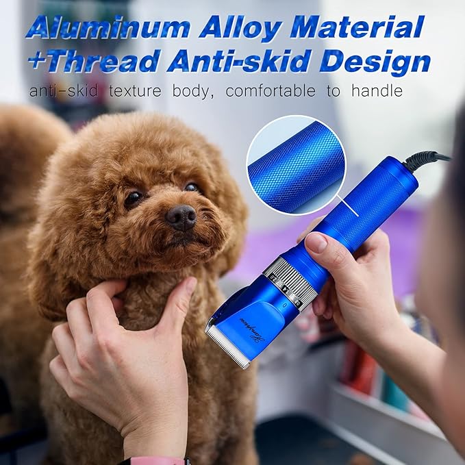 Dog Grooming Clippers, Professional 12V Heavy Duty Pet Clippers, Large Dog Shaver for Thick Coat,Plug-in Pet HairTrimmer with Guard Combs Brush for Dogs Cats