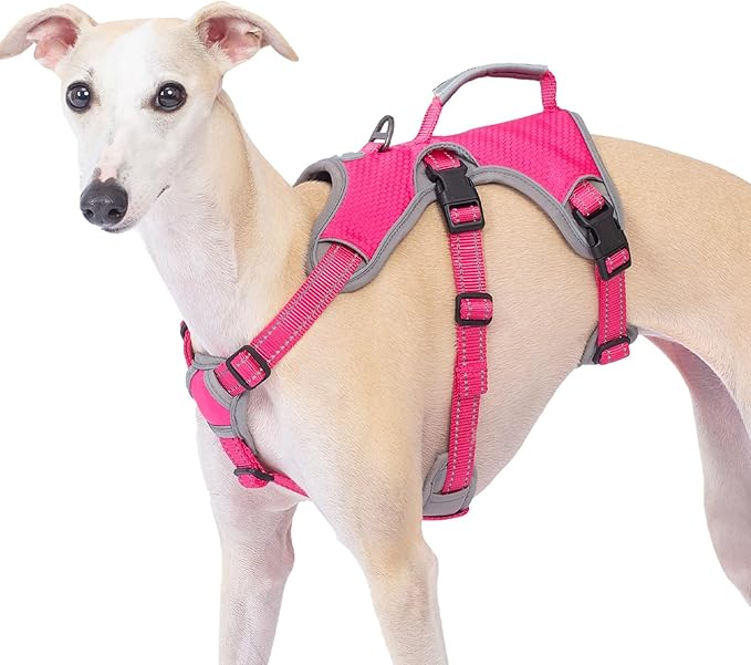 Escape Proof Dog Harness, Escape Artist Harness, Reflective Dog Harness with Handle, Durable,Adjustable Vest for Small Medium Large Dogs Walking, Training, and Running Gear(Rose Red, XL)