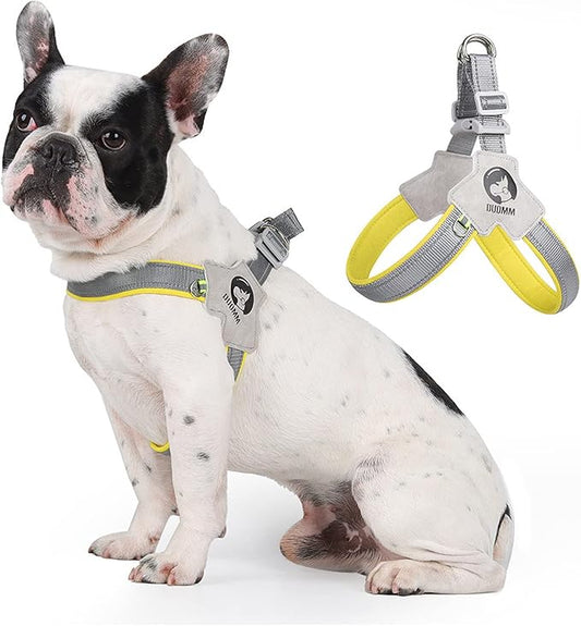 Dog Harness Y-Shaped Harness Breathable Heat Dissipation Easy to Wear Night Reflective Signs for Small and Large Dogs to Wear (Yellow,XL Bust 24in-28in)