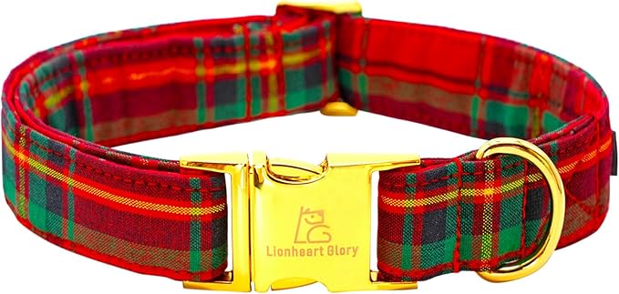 Lionheart glory Christmas Plaid Dog Collar, Dogs Collar Adjustable Soft and Comfortable Collars for Medium Dogs Girl or Boy Pet Gift Fall Collar Dog