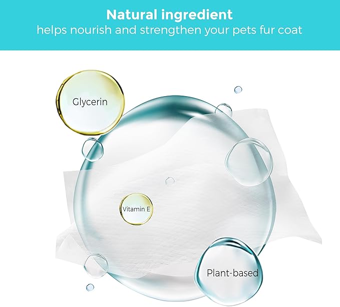 Dog Wipes, 100 Count Pet Grooming Wipes, Conditioning Shine Coat, Cleaning and Deodorizing, Pet Wipes for Dogs & Cats, for Sensitive Skin (Unscented)
