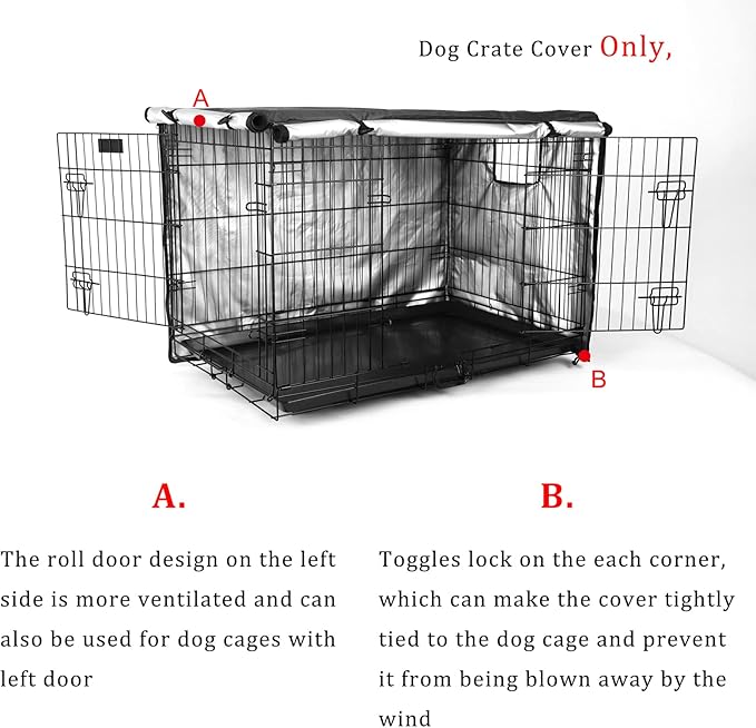 Senmortar Double Door Dog Crate Cover Wire Dog Cage Cover Waterproof Durable Lightweight 420D Polyester for Pet Crates Black 36 inches