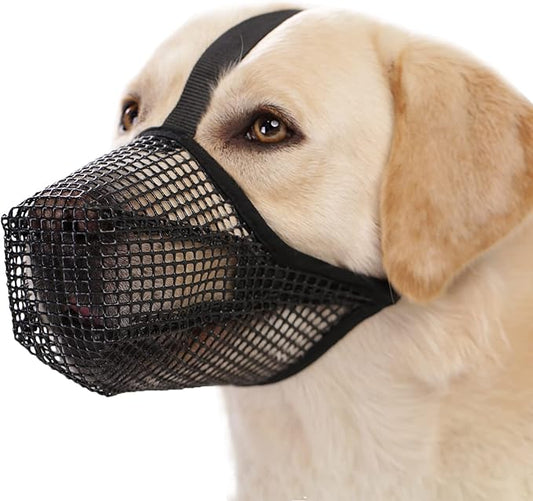 Crazy Felix Dog Muzzle, Soft Mesh Muzzle for Small Medium Large Dogs Labrador German Shepherd, Breathable Adjustable Muzzles for Biting, Chewing, and Scavenging, Allows Panting and Drinking(Black, XL)
