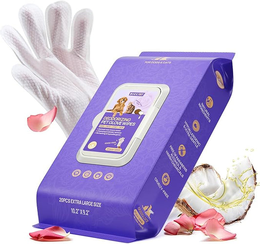 HICC PET Cleaning & Deodorizing Bathing Wipes for Dogs and Cats, Coconut Oil Grooming Wipes for Face, Paws, Butt and Body, Dog Cleaning Wipes - Remove Dirt, Nourish Sooth Fur and Eliminate Odors