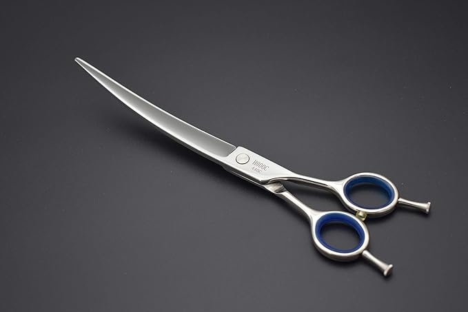Professional Dog/Pet Grooming Shear Scissors 8.0" Stainless Steel 440C Japanese Process (8.0" Curved Blue Diamond)