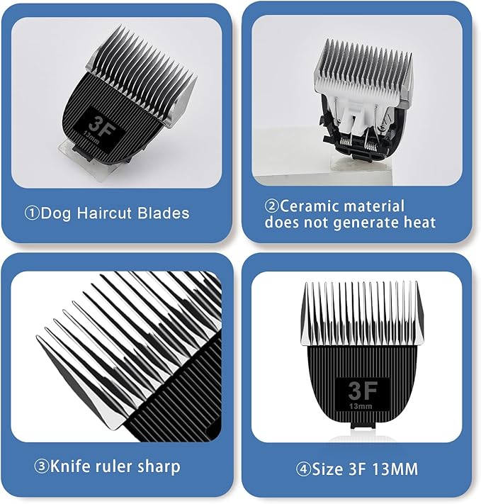 Replacement Blade for nebot P1 Pro Pet Grooming Kit & Vacuum,Size-3F Cut Length 1/2"(13mm),Made of Ceramic Blade & Stainless Steel Blade