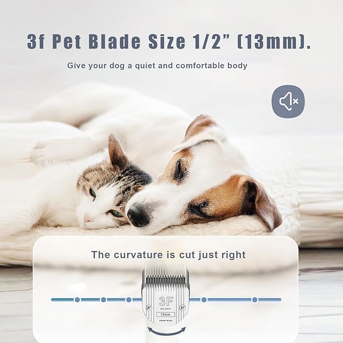 Detachable Pet Dog Grooming Clipper Ceramic Blade,Compatible with Whal Arco, Bravura, Chromado, Creativa, Figura & Motion - Pet, Dog & Horse Clippers,Size 3F Cut Length 1/2"(13mm)