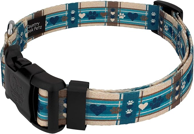 Country Brook Petz - Deluxe Puppy Picnic Dog Collar - Made in The U.S.A. - Plaid and Argyle Collection Featuring Charming Designs (1 Inch, Medium)